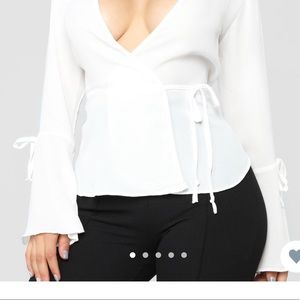 “In Love Again” surplice top / White Blouse